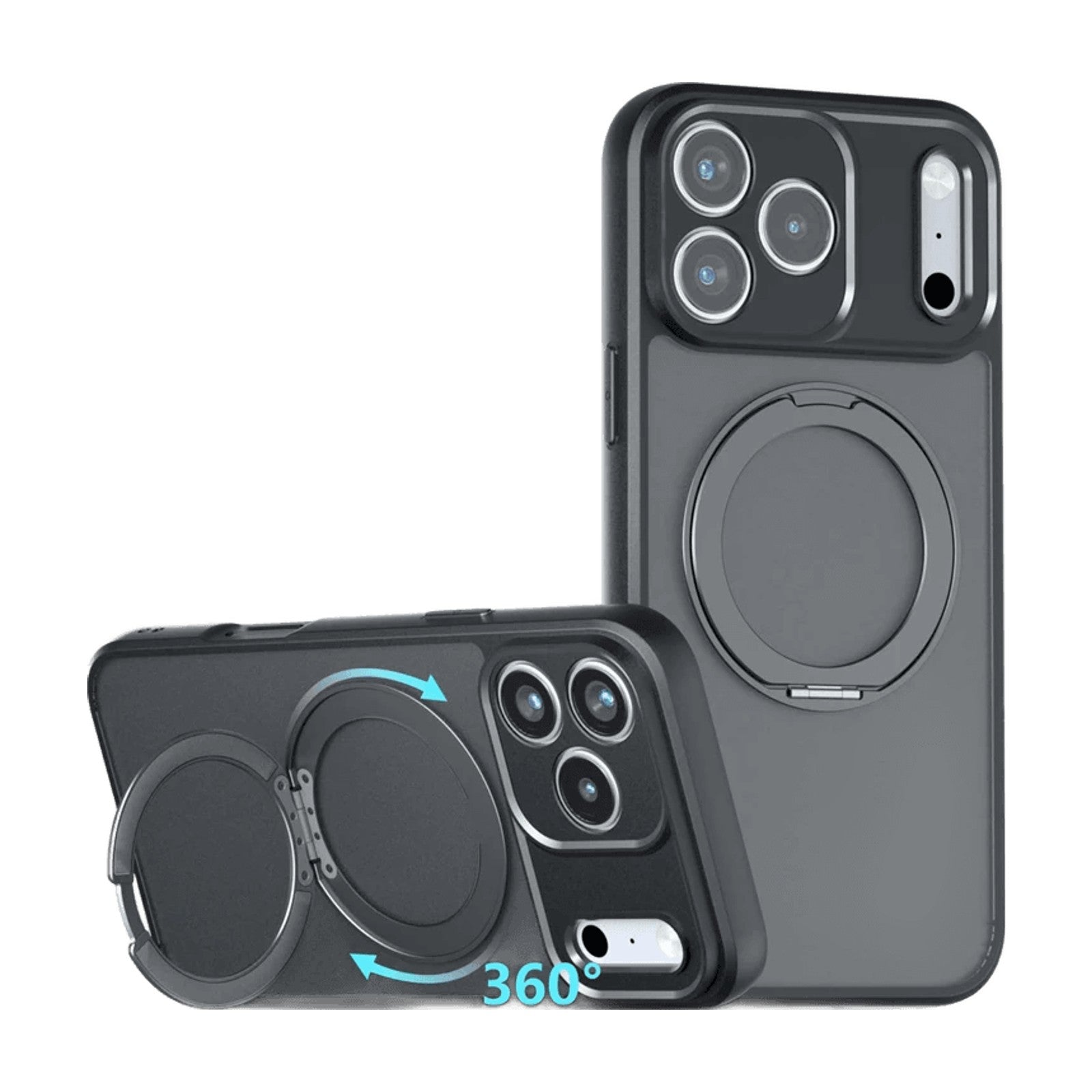 Frosted Matte MagSafe Case with 360° Rotating Ring Stand for iPhone 18 Series