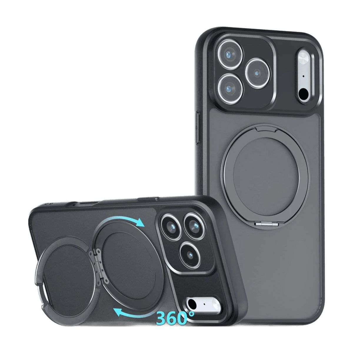 Frosted Matte MagSafe Case with 360° Rotating Ring Stand for iPhone 18 Series