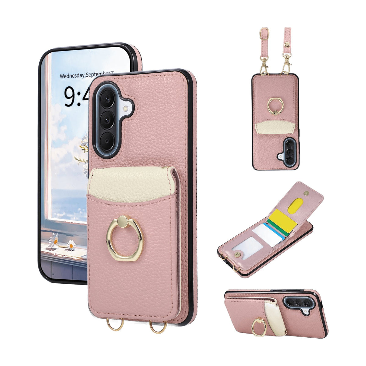 Dual-Strap Metal Clasp Leather Crossbody Case for Samsung Galaxy A37