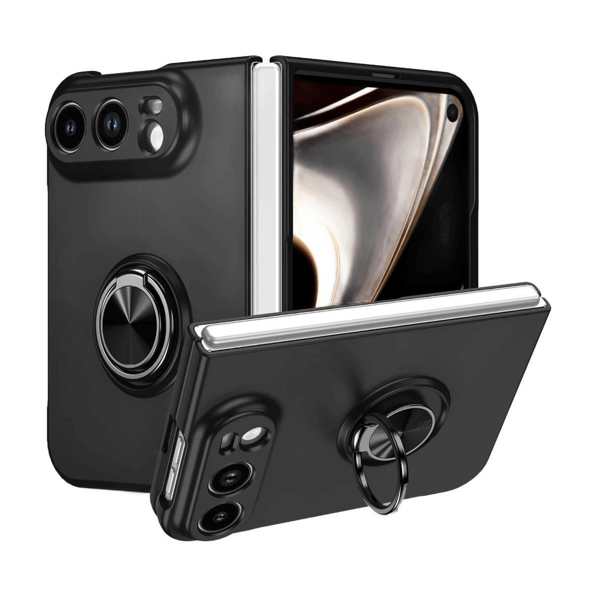 Hard Polycarbonate Case with Dual Rotating Ring Holders for iPhone Duo