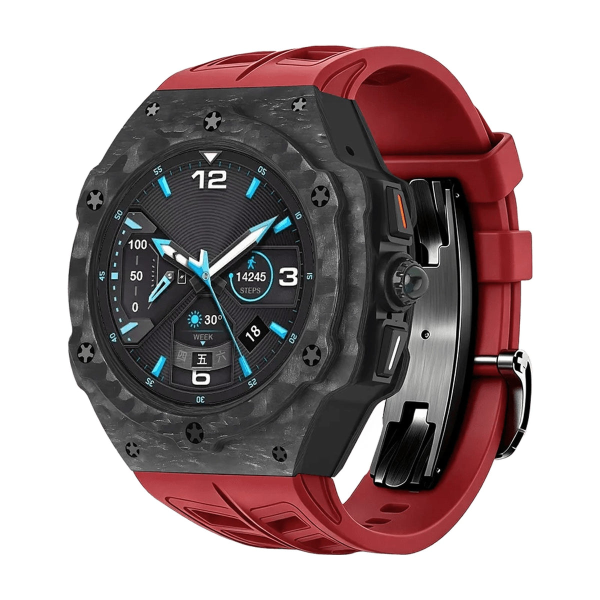 Carbon Fiber Protective Case with Silicone Band for Samsung Galaxy Watch Ultra 2