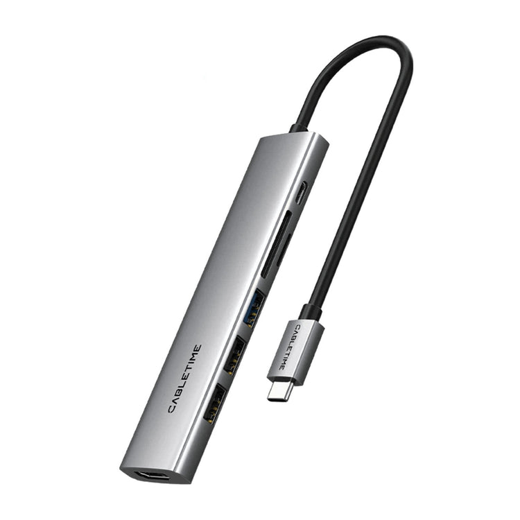 CABLETIME 7-in-1 USB-C Hub, 100W Power Delivery