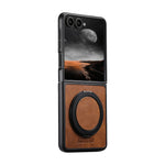 Textured Leather Magnetic Case with Rotating Ring for Samsung Galaxy Z Flip 8