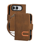 Leather Flip Wallet Case with U-Shaped Magnetic Buckle for iPhone Duo