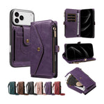 Textured Leather Detachable Wallet Case with Crossbody Strap for iPhone 18 Series