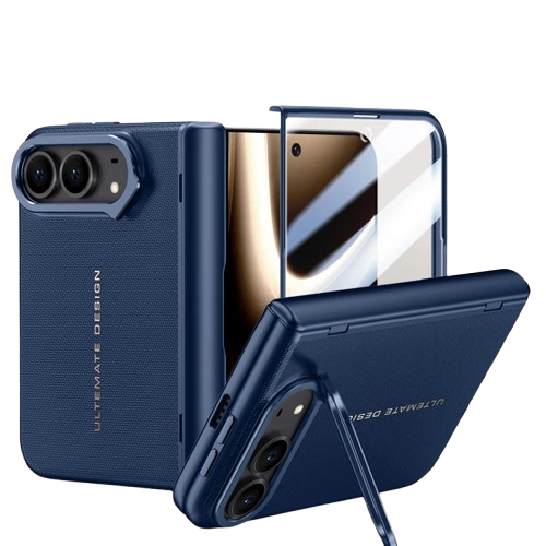 Leather Hinge Protection Case with Integrated Kickstand for iPhone Duo