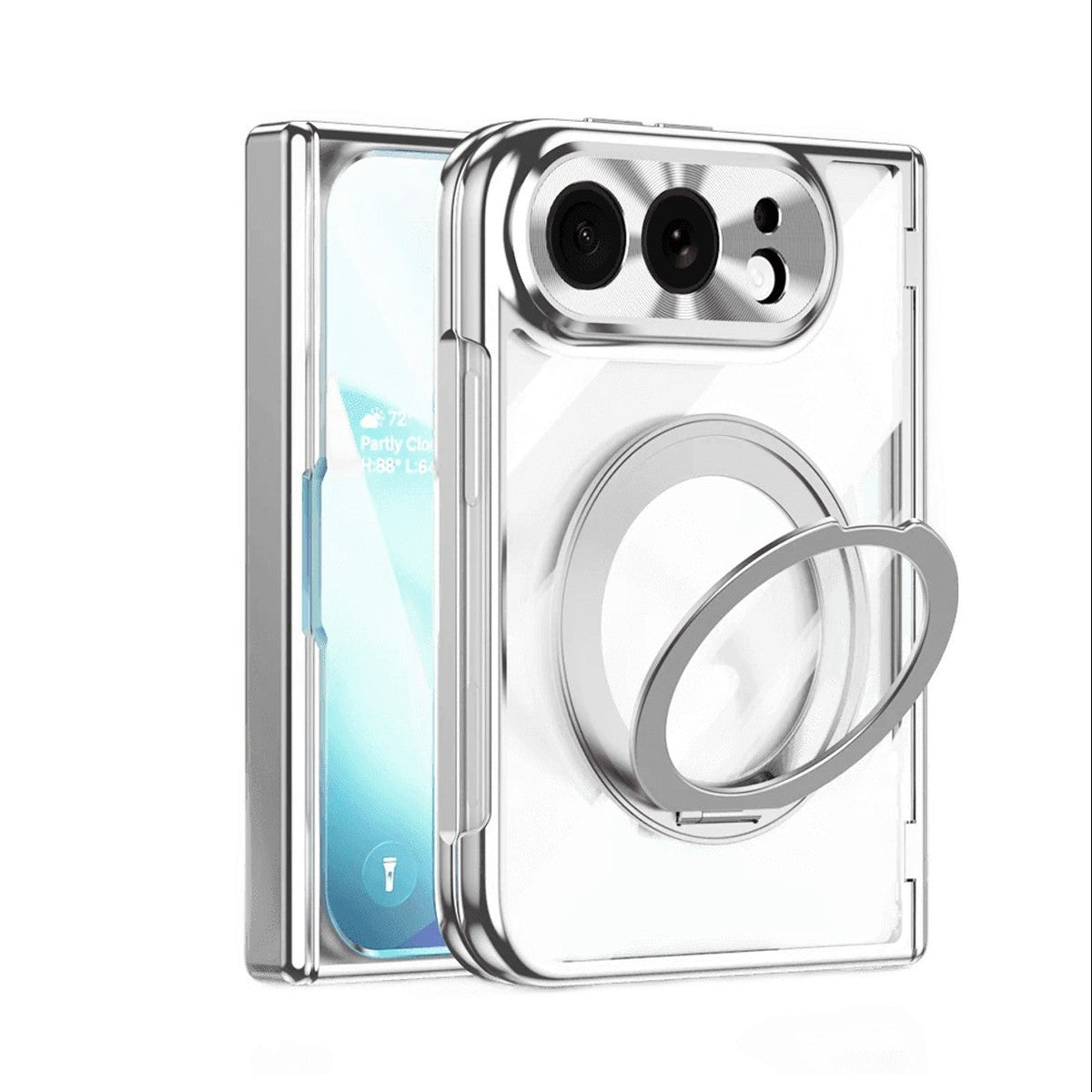 Electroplated MagSafe Case with 360° Rotating Ring Stand for iPhone Duo