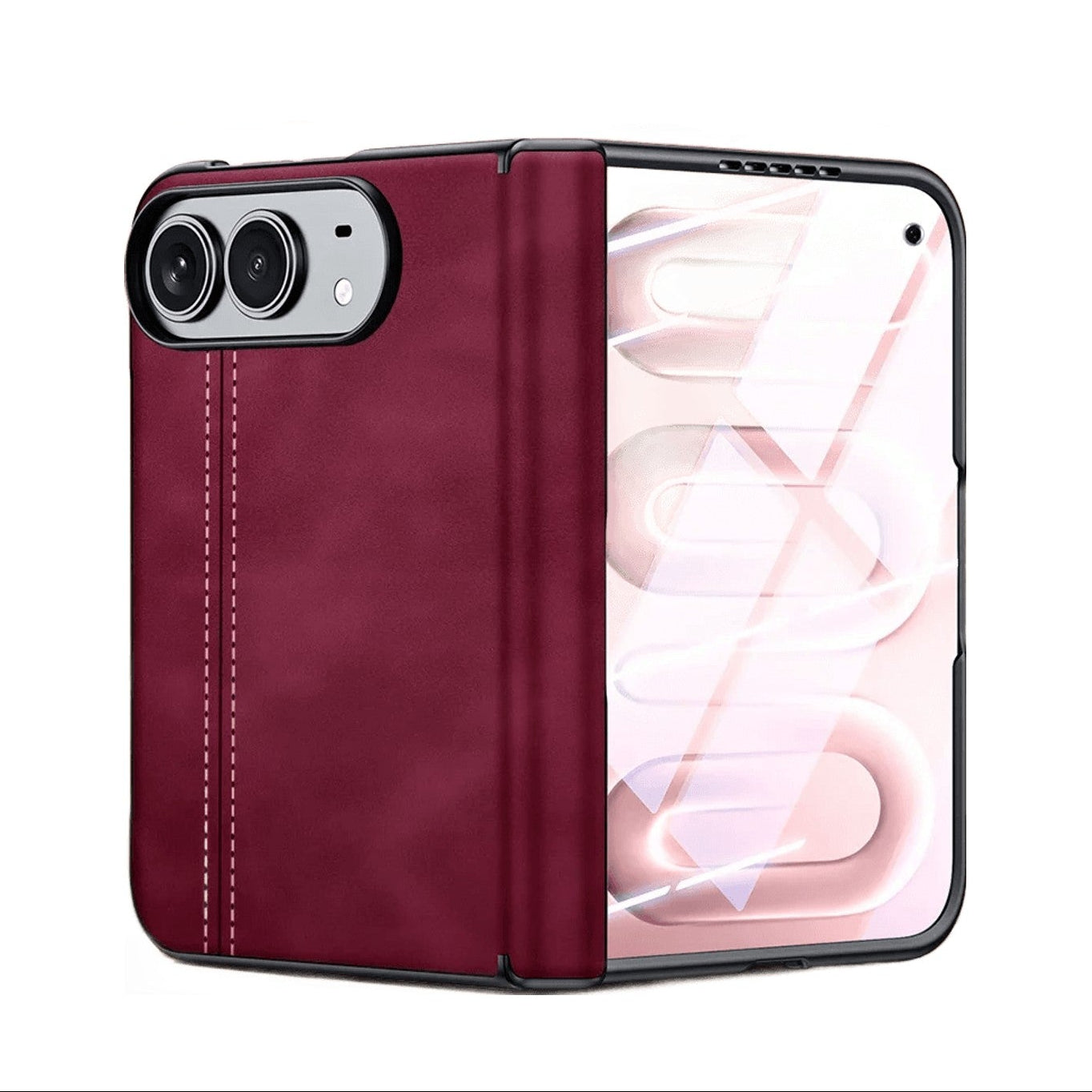 Microfiber Leather Fold Case with Integrated Tempered Glass Screen Protection for iPhone Duo