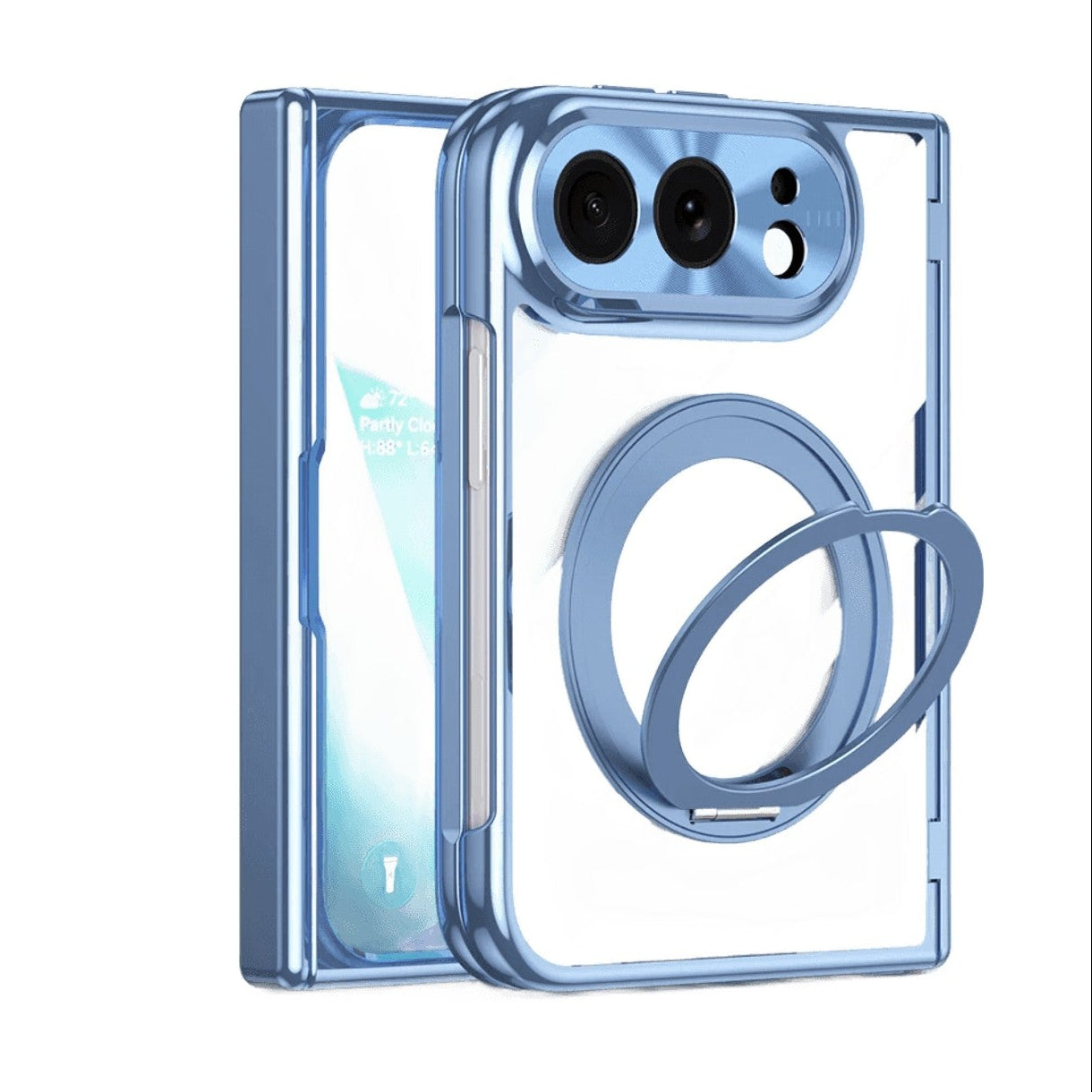 Electroplated MagSafe Case with 360° Rotating Ring Stand for iPhone Duo
