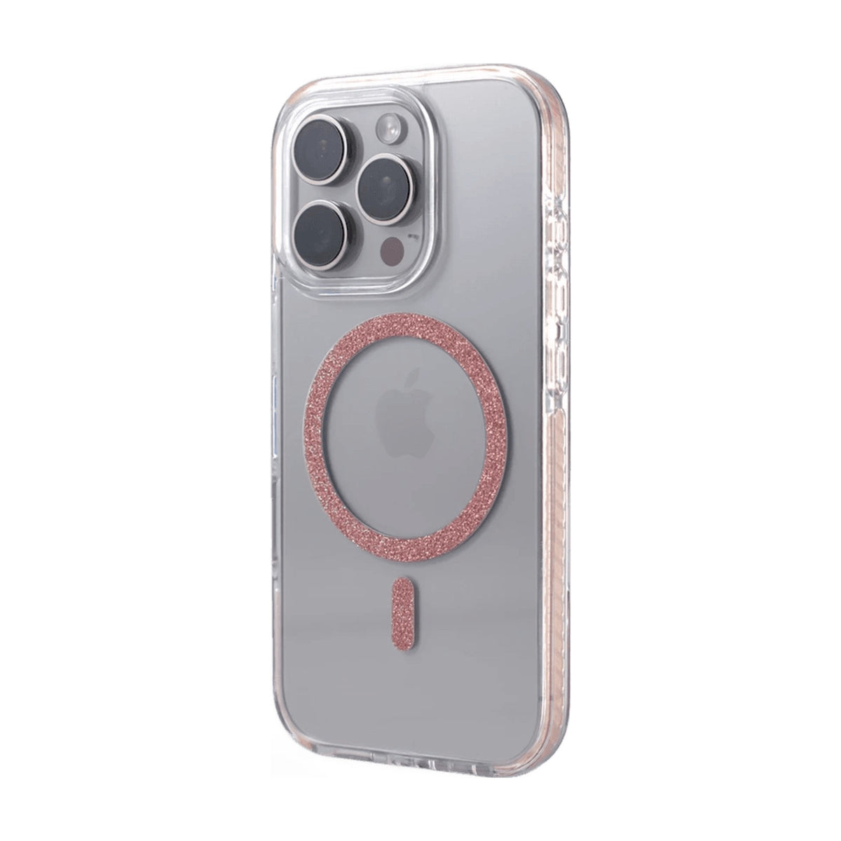 Transparent Frosted MagSafe Case with Oval Glitter Ring for iPhone 16 Series