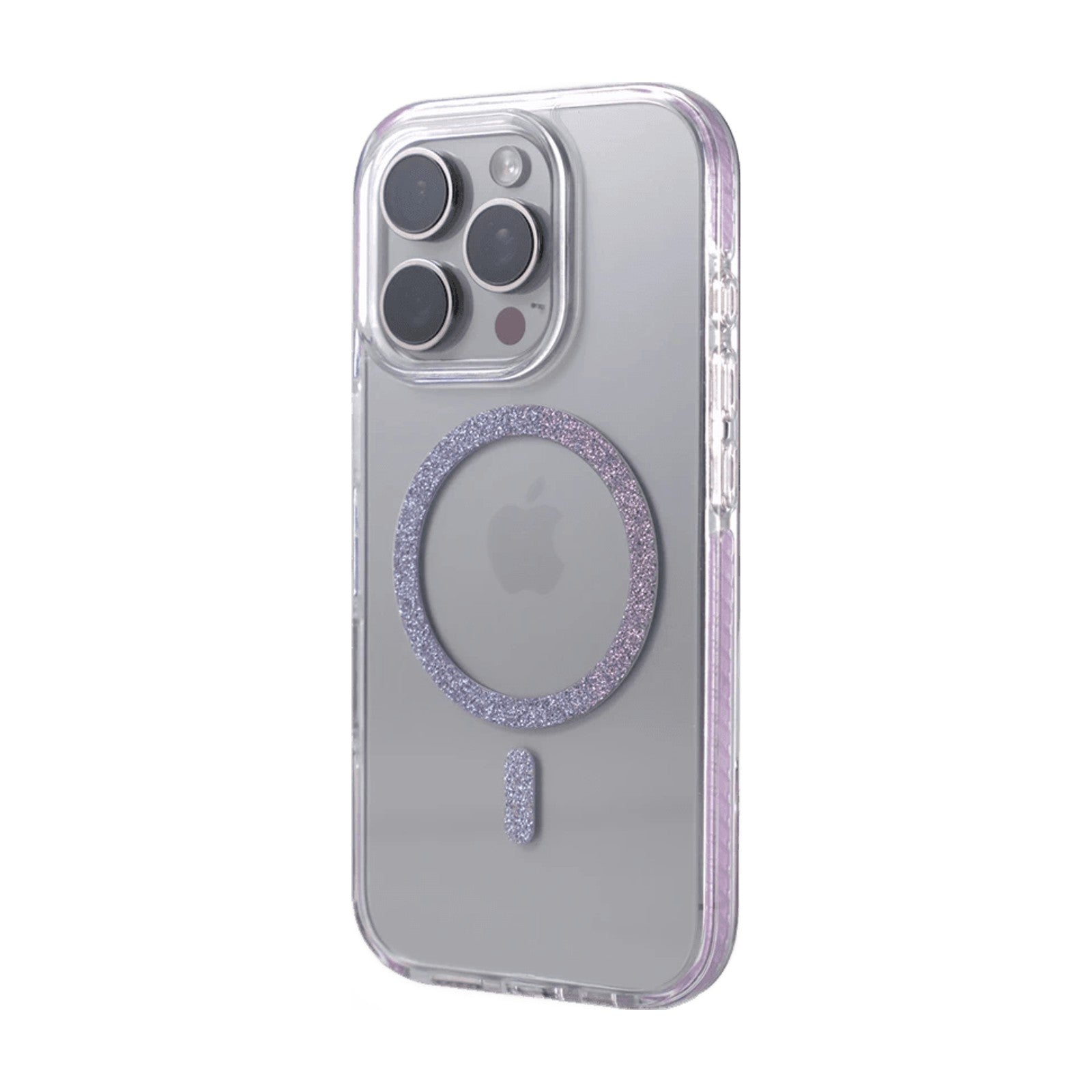 Transparent Glitter Oval MagSafe Ring Case with Bumper Protection for iPhone 15 Series