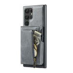 Textured Leather Detachable Zipper Card Wallet Case with Built-In Kickstand for Samsung Galaxy S25 Series