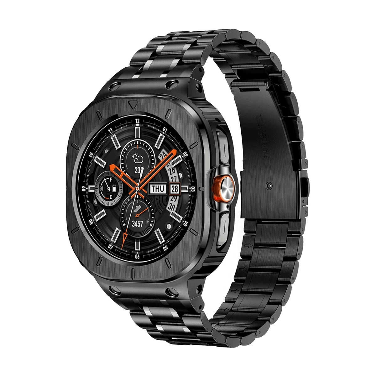 Stainless Steel Shock-Resistant Bumper Case with Integrated Sport Band for Samsung Galaxy Watch Ultra