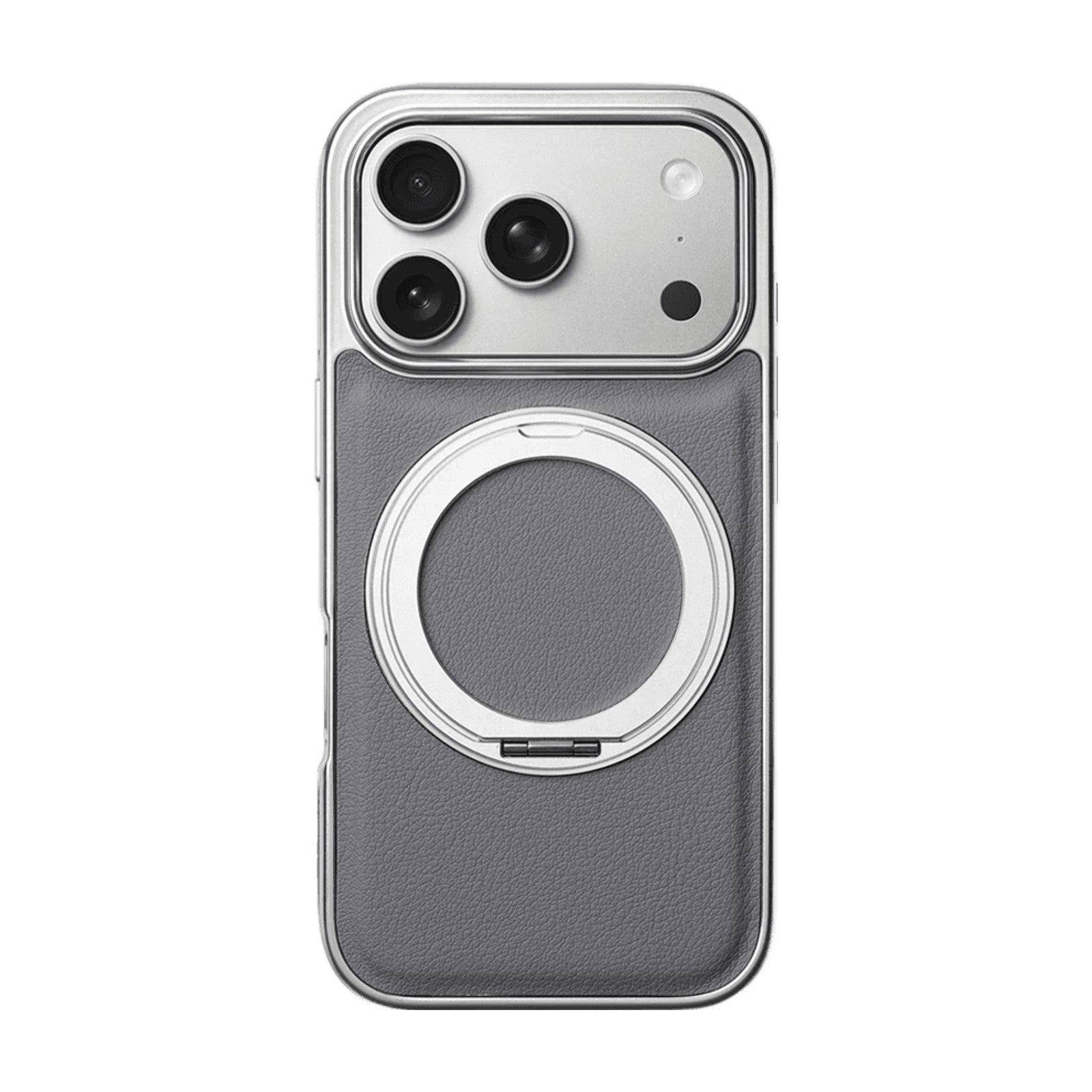 Transparent PU Leather MagSafe Case with 360° Rotating Ring Stand for iPhone 18 Series