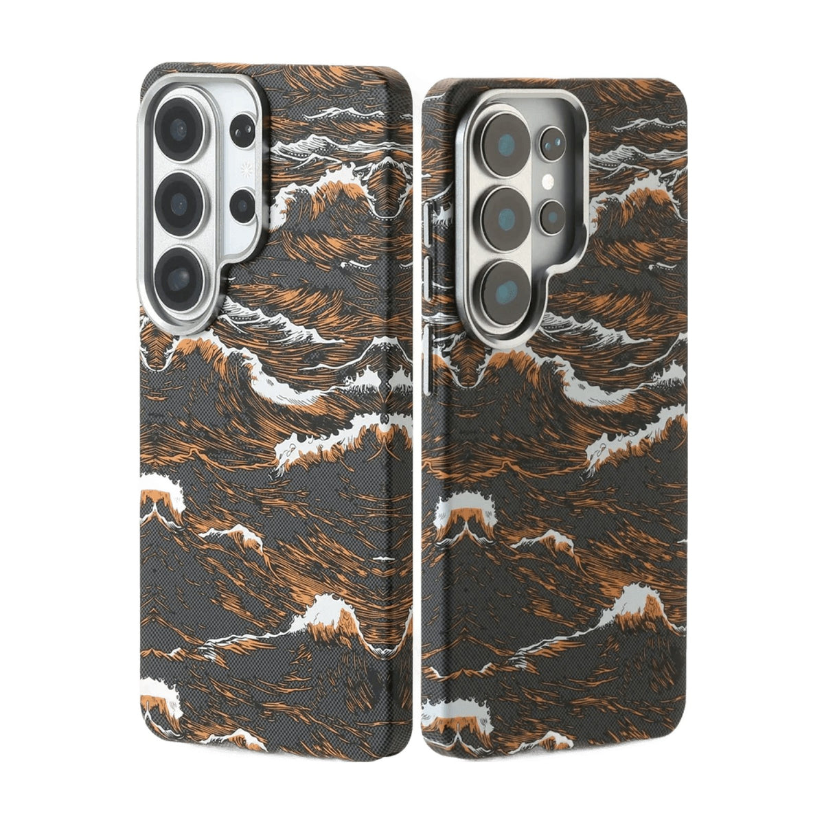 Embossed Wave Pattern Magnetic Case with Raised Lens Ring Protection for Samsung Galaxy S24 Series