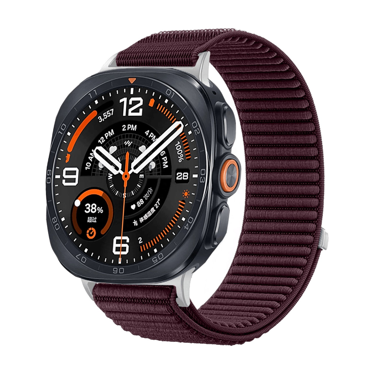 Woven Nylon Velcro Watch Strap with Metal Connector Heads for Samsung Galaxy Watch Ultra 2
