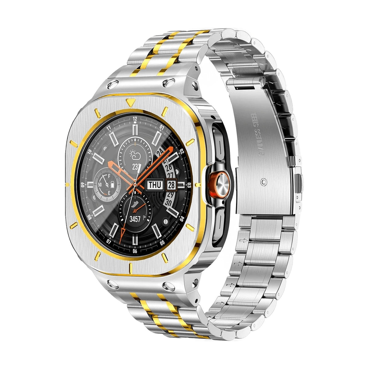 Stainless Steel Shock-Resistant Bumper Case with Integrated Sport Band for Samsung Galaxy Watch Ultra