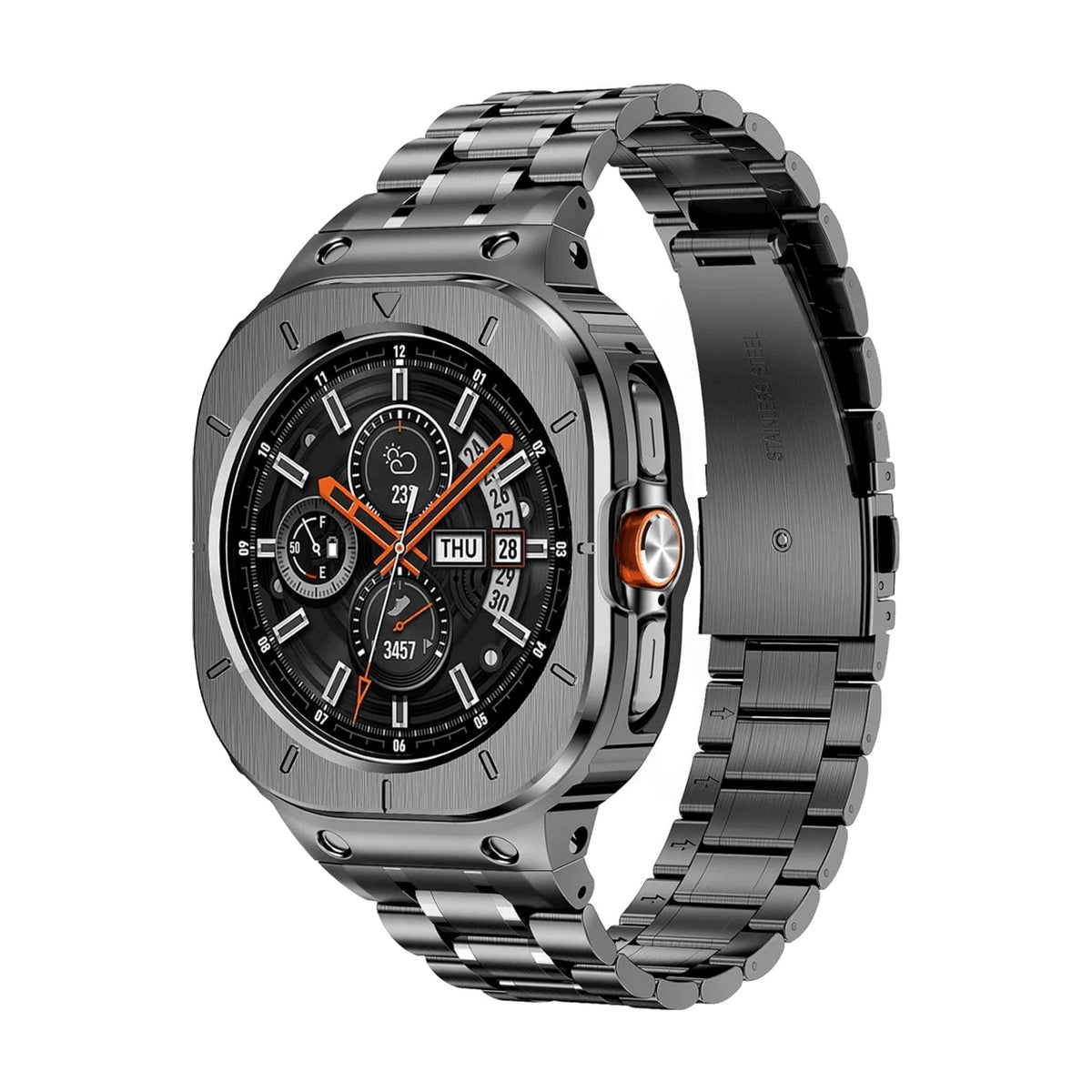 Stainless Steel Shock-Resistant Bumper Case with Integrated Sport Band for Samsung Galaxy Watch Ultra