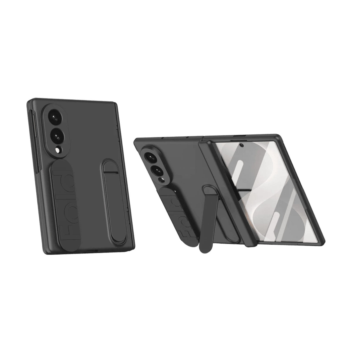 Silicone Wristband Stand Case with Tempered Glass Back for Samsung Galaxy Z Fold 8