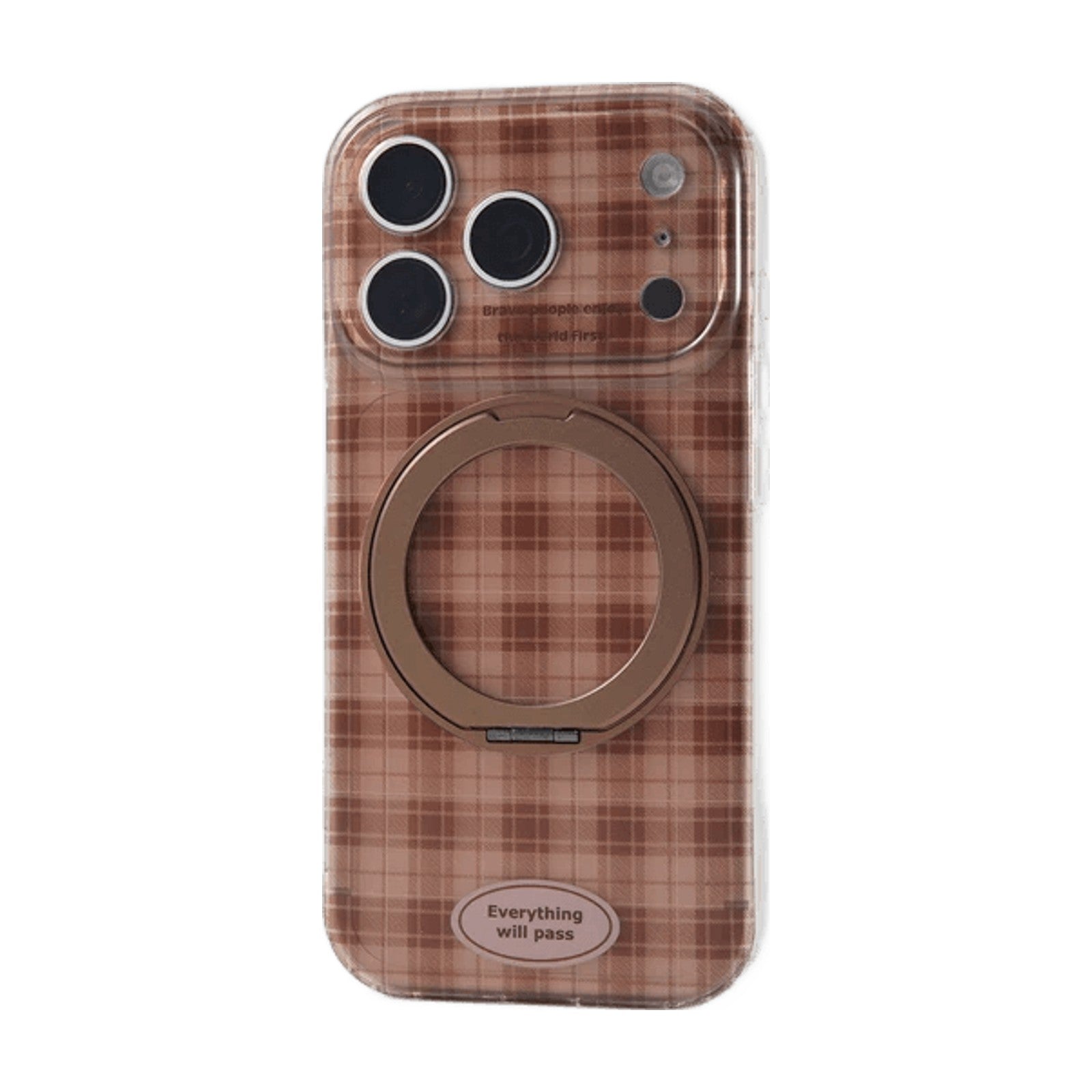 Transparent MagSafe Case with 360° Rotating Metal Bracket and Lens Guard for iPhone 18 Series