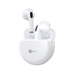 White wireless earbuds with charging case on a white background, featuring the brand 'Lecoo'.