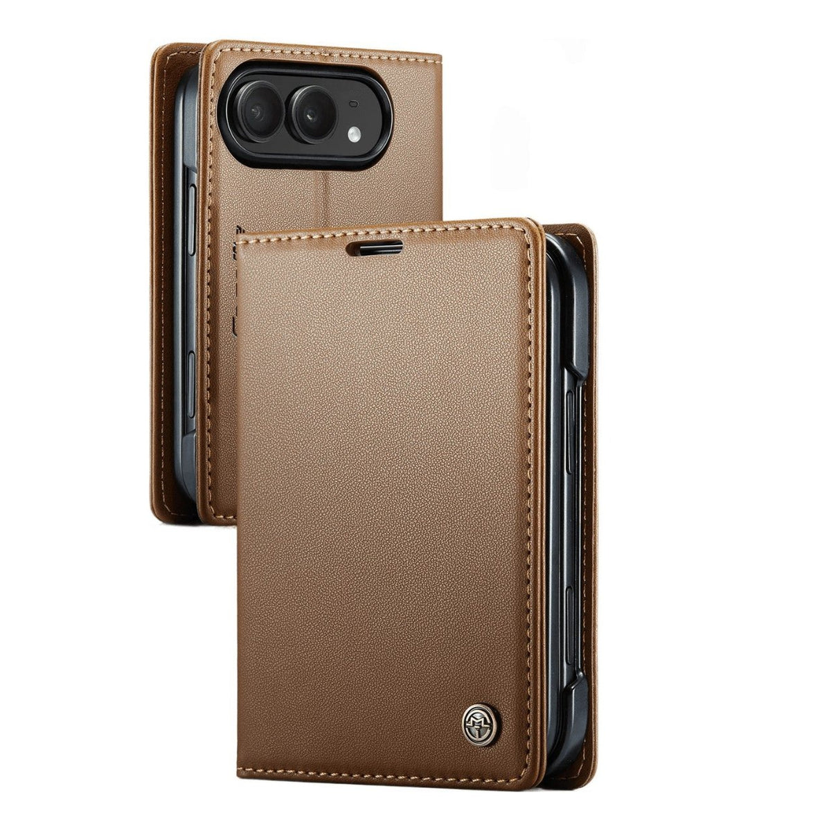 Textured Leather Kickstand Wallet Case with 2-Card Storage for iPhone Duo