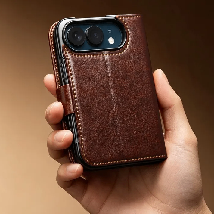 Leather Magnetic Flip Case with Built-In Kickstand for iPhone Duo