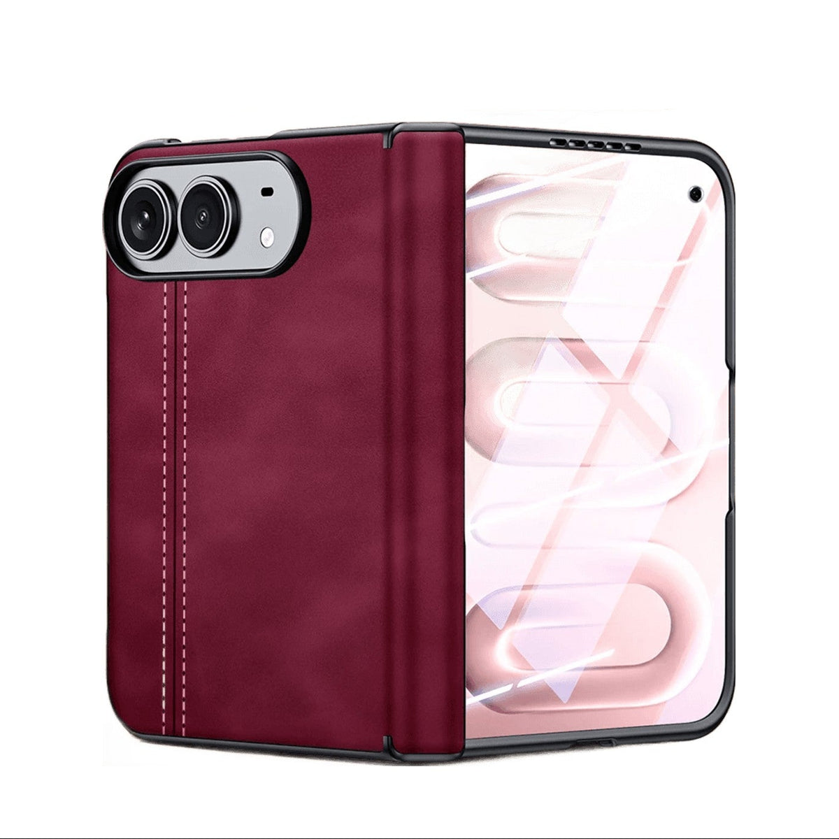 Microfiber Leather Foldable Case with Integrated HD Screen Protector for iPhone Duo