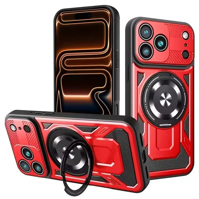 Sliding Camera Cover MagSafe Case with 360° Ring Stand for iPhone 18 Series