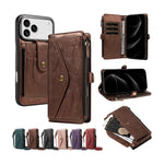 Textured Leather Detachable Wallet Case with Crossbody Strap for iPhone 18 Series