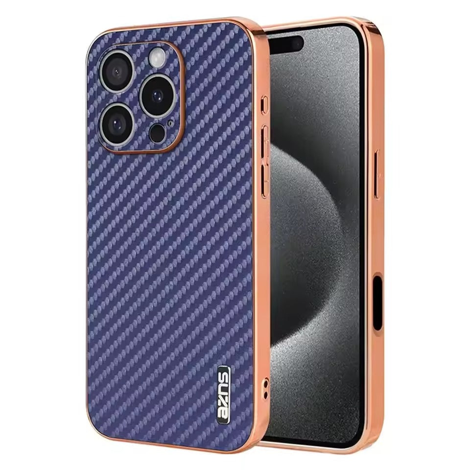 Durable Carbon Fiber Pattern Phone Case for iPhone 16 Series