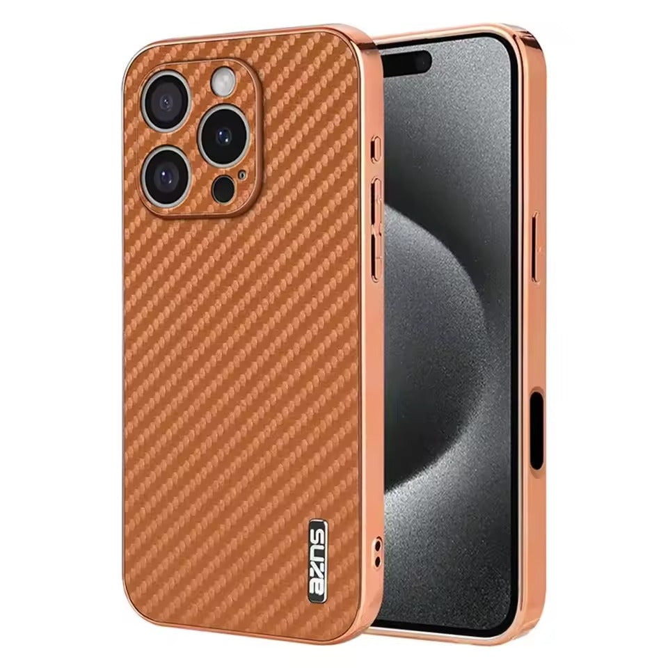 Durable Carbon Fiber Pattern Phone Case for iPhone 16 Series