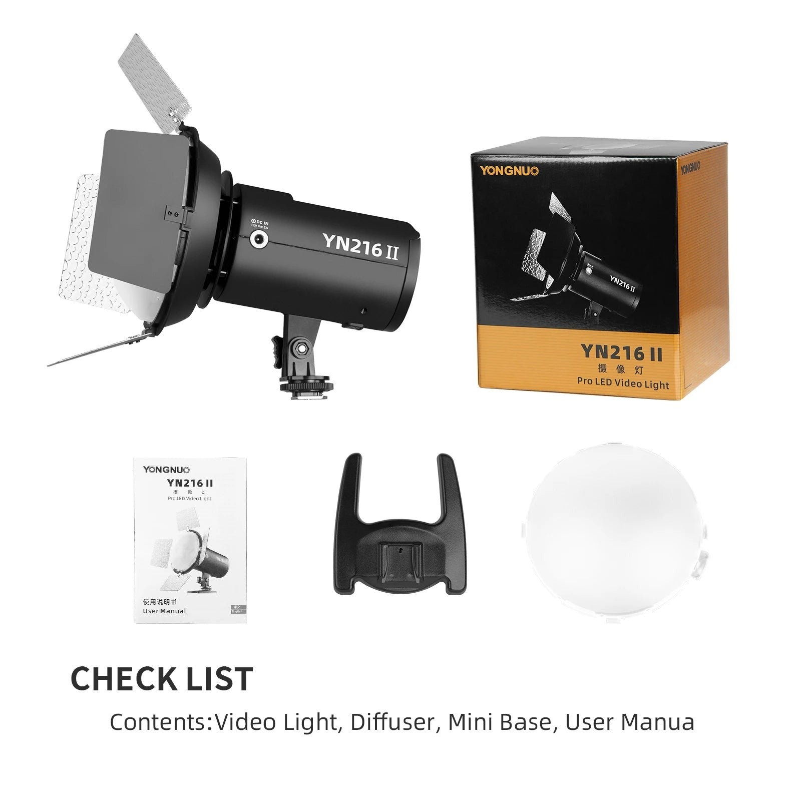 YONGNUO YN216 II 2700-8000K Bi-Color LED Camera Light