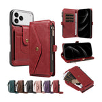 Textured Leather Detachable Wallet Case with Crossbody Strap for iPhone 18 Series