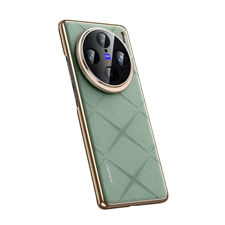 Fashion Plain Leather + PC Ultra-thin Camera Protection Case for Vivo X100 Series