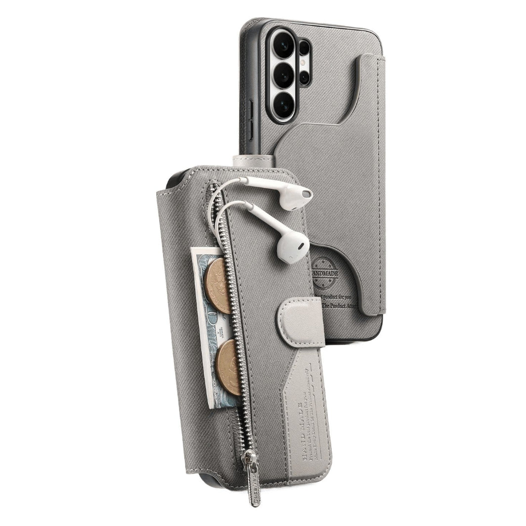 Detachable Magnetic Leather Wallet Case with Kickstand for Samsung Galaxy S25 Series