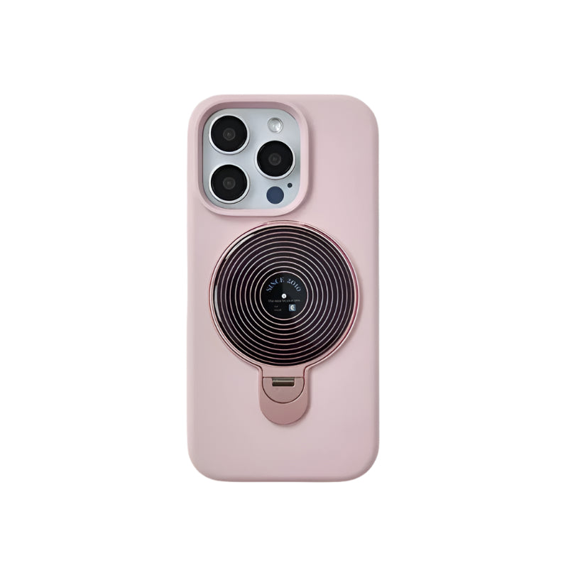 Frosted Liquid Silicone Case with 360° Rotating Holder & Mirror for iPhone 16 Series