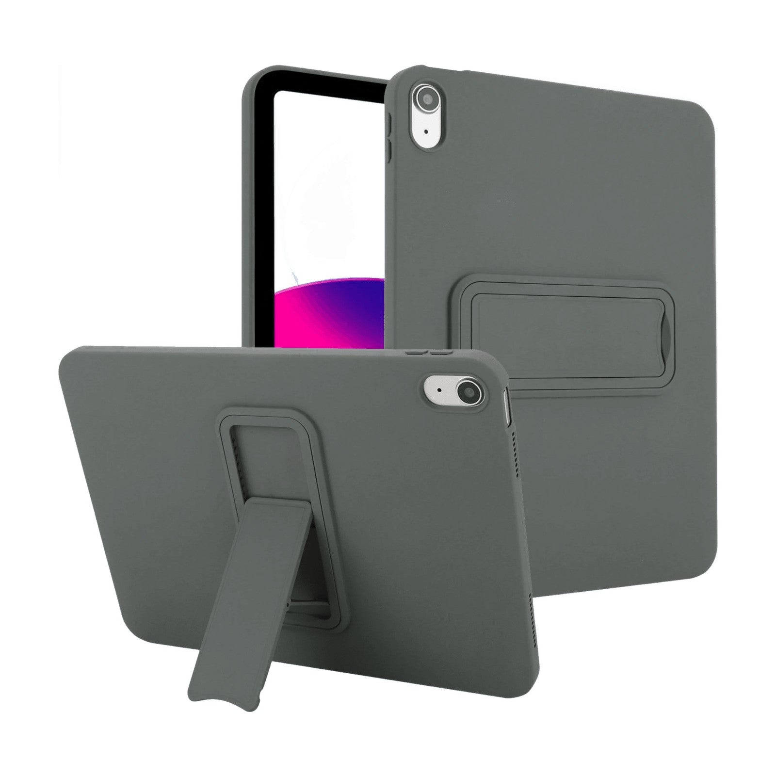Matte Silicone Adjustable Kickstand Case with Raised Camera Protection for iPad Air M2 (2024)