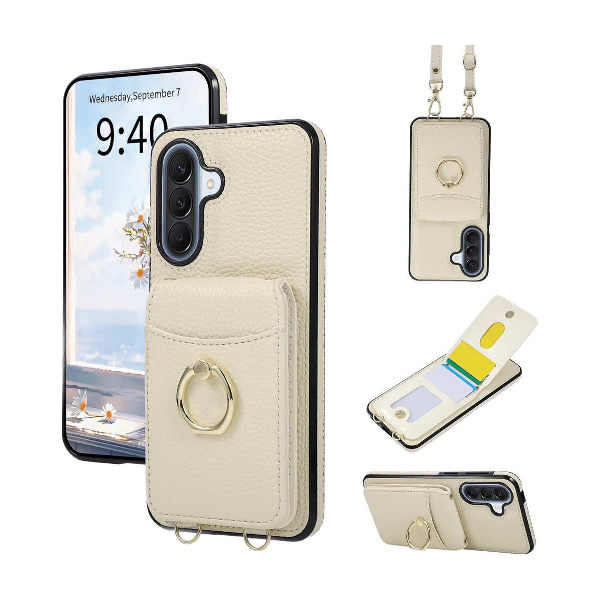 Dual-Strap Metal Clasp Leather Crossbody Case for Samsung Galaxy A37