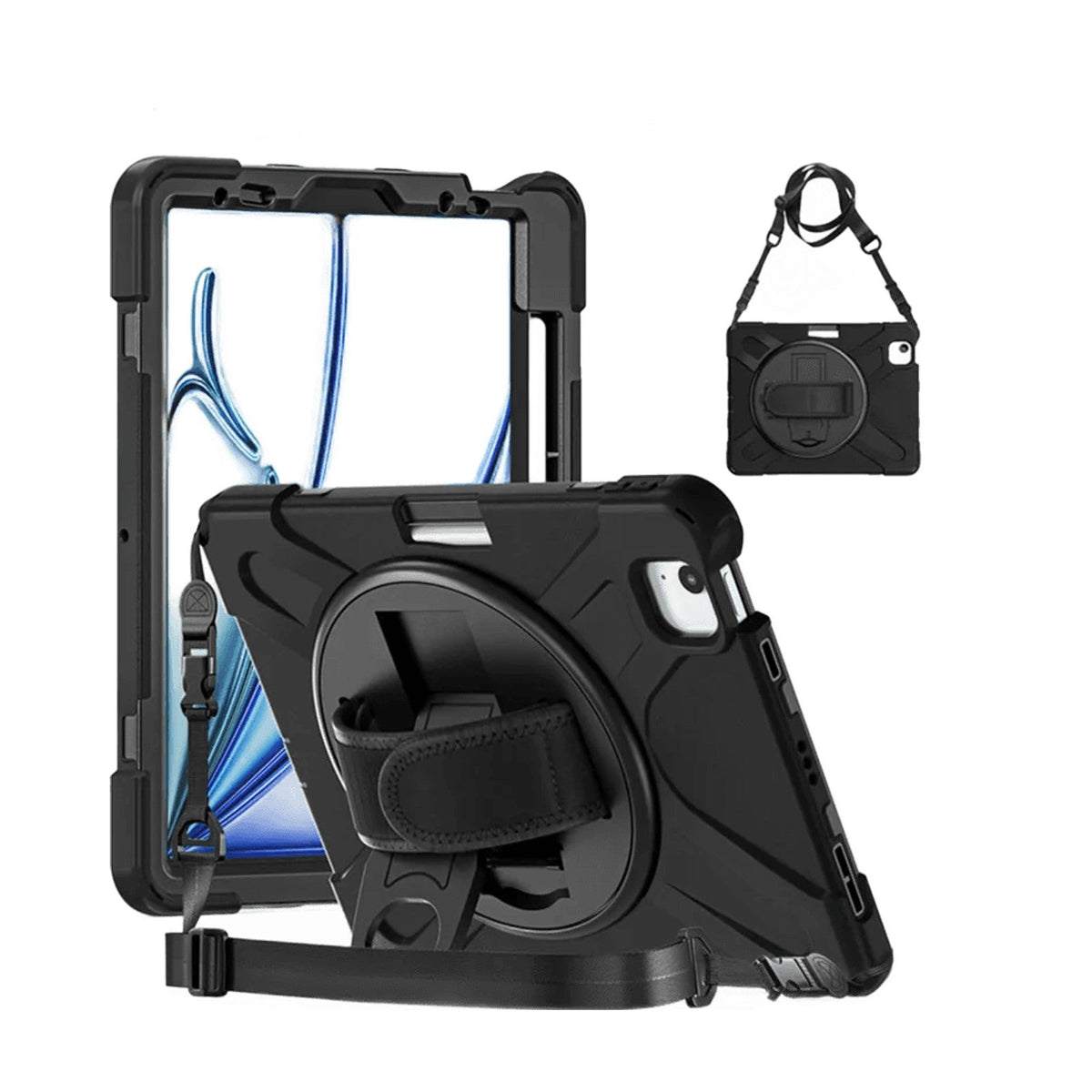 Shockproof Rotating Kickstand Case with Adjustable Hand Strap for iPad Air M3 (2025)