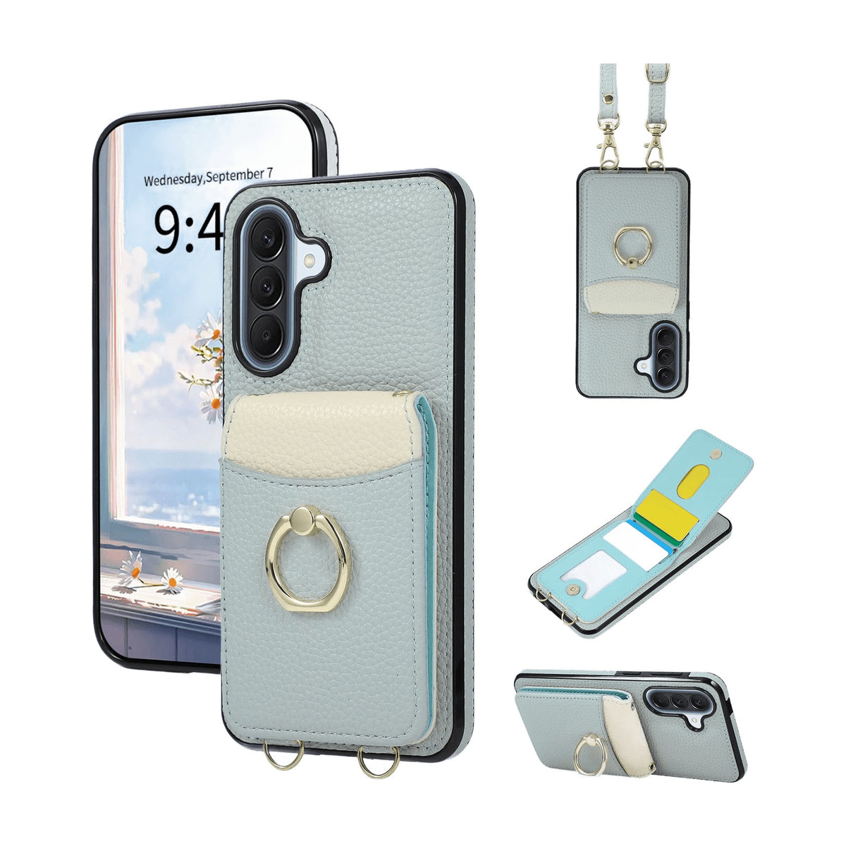Dual-Strap Metal Clasp Leather Crossbody Case for Samsung Galaxy A37
