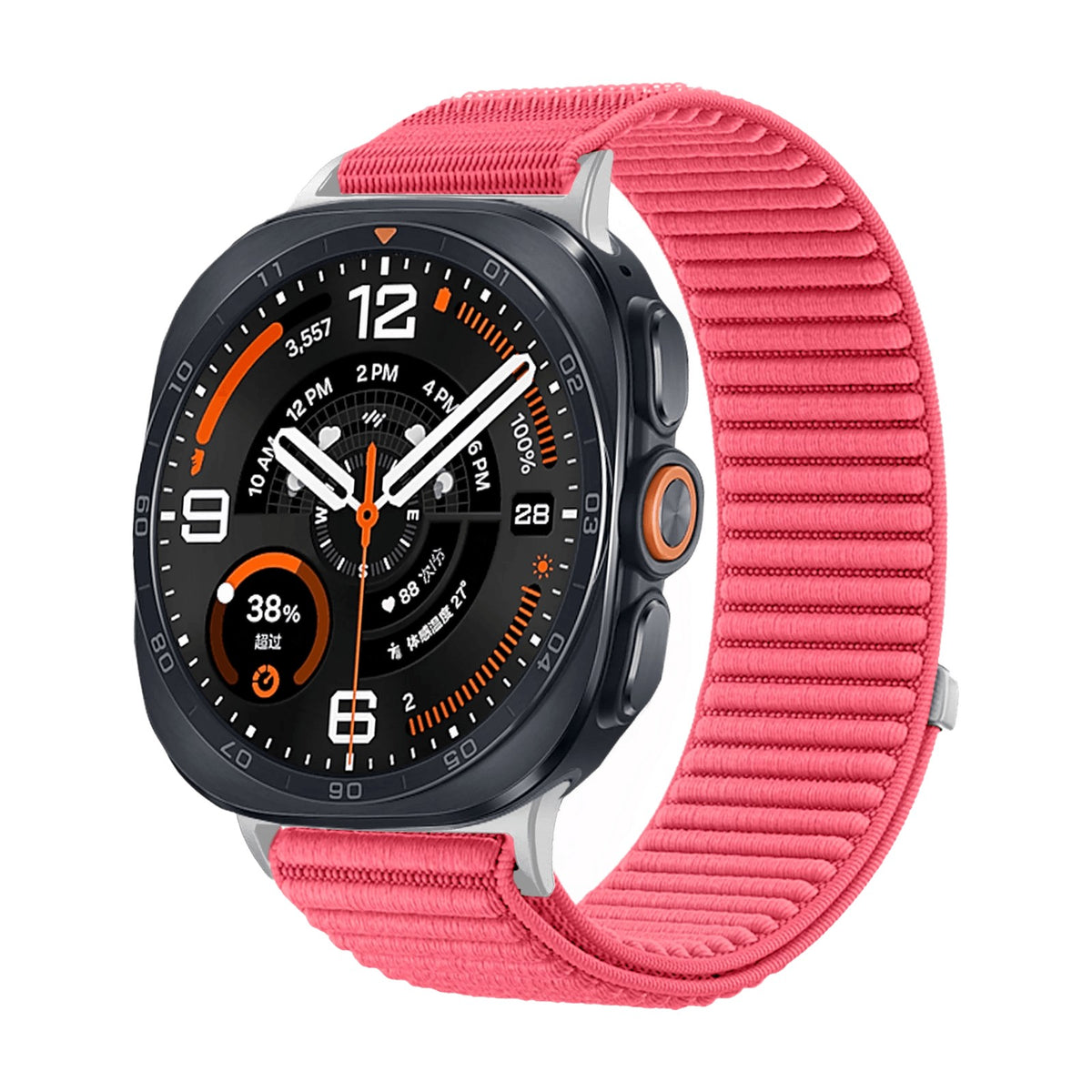 Woven Nylon Velcro Watch Strap with Metal Connector Heads for Samsung Galaxy Watch Ultra 2