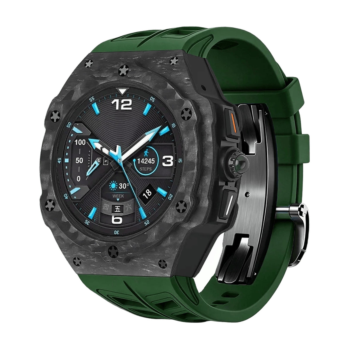 Carbon Fiber Protective Case with Silicone Band for Samsung Galaxy Watch Ultra 2