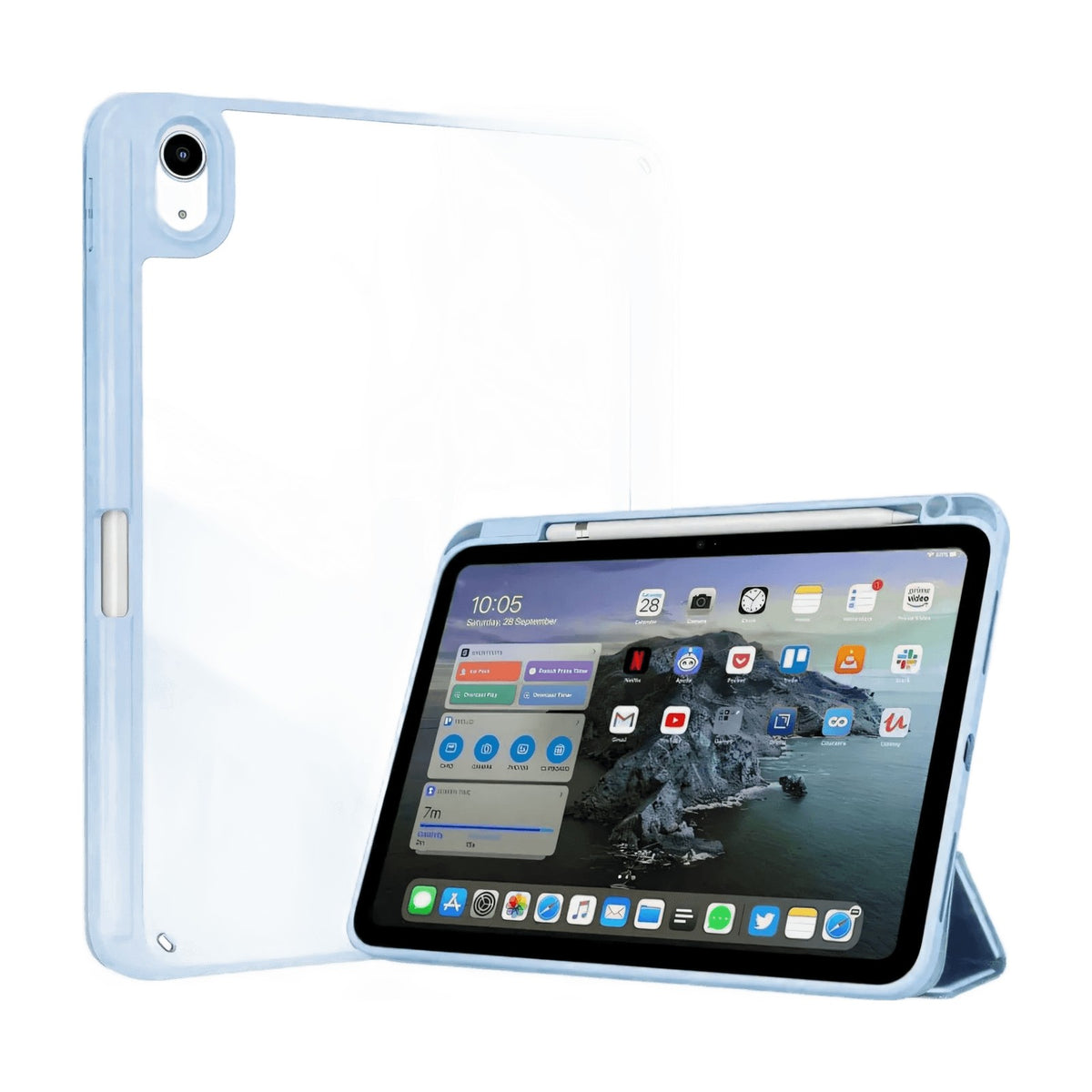 Tri-Fold Adjustable Stand Case with Camera Lens Protection for iPad Pro M4 (2024)