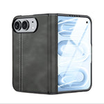 Microfiber Leather Fold Case with Integrated Tempered Glass Screen Protection for iPhone Duo