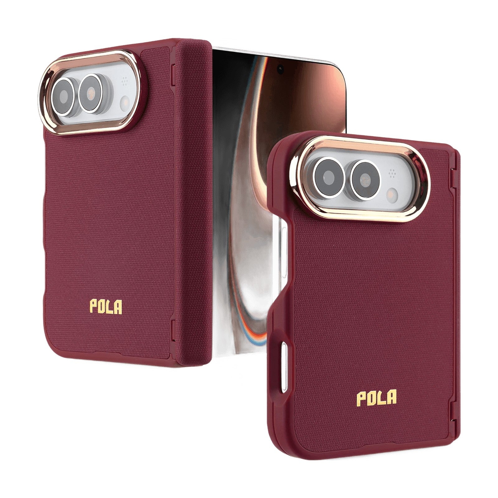 Textured Fabric Hinge Protection Case with MagSafe Attachment for iPhone Duo