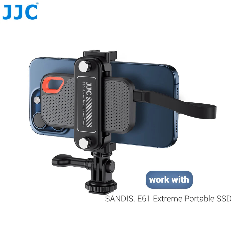 JJC 2-in-1 Smartphone Clamp & Portable SSD Holder – Versatile & Compact