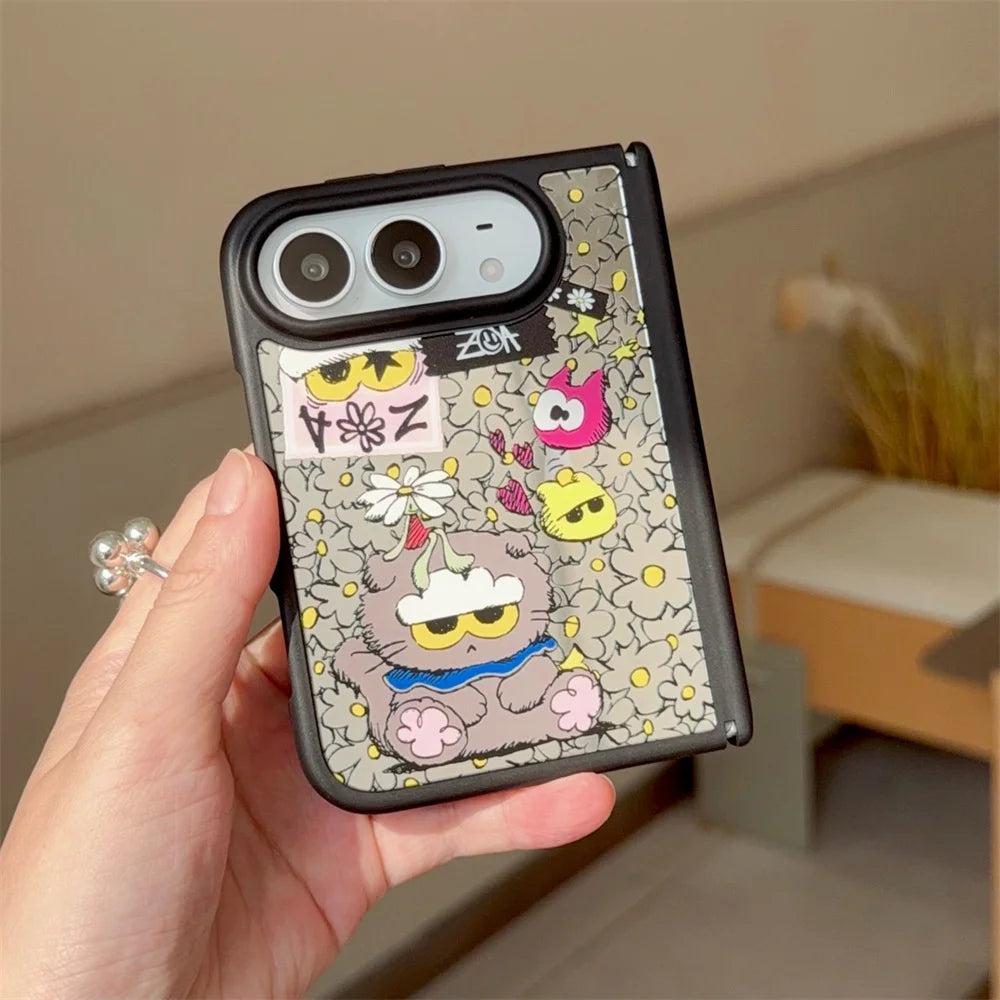 Cartoon Cat Case for iPhone Duo with Optional Lanyard and Grip Stand