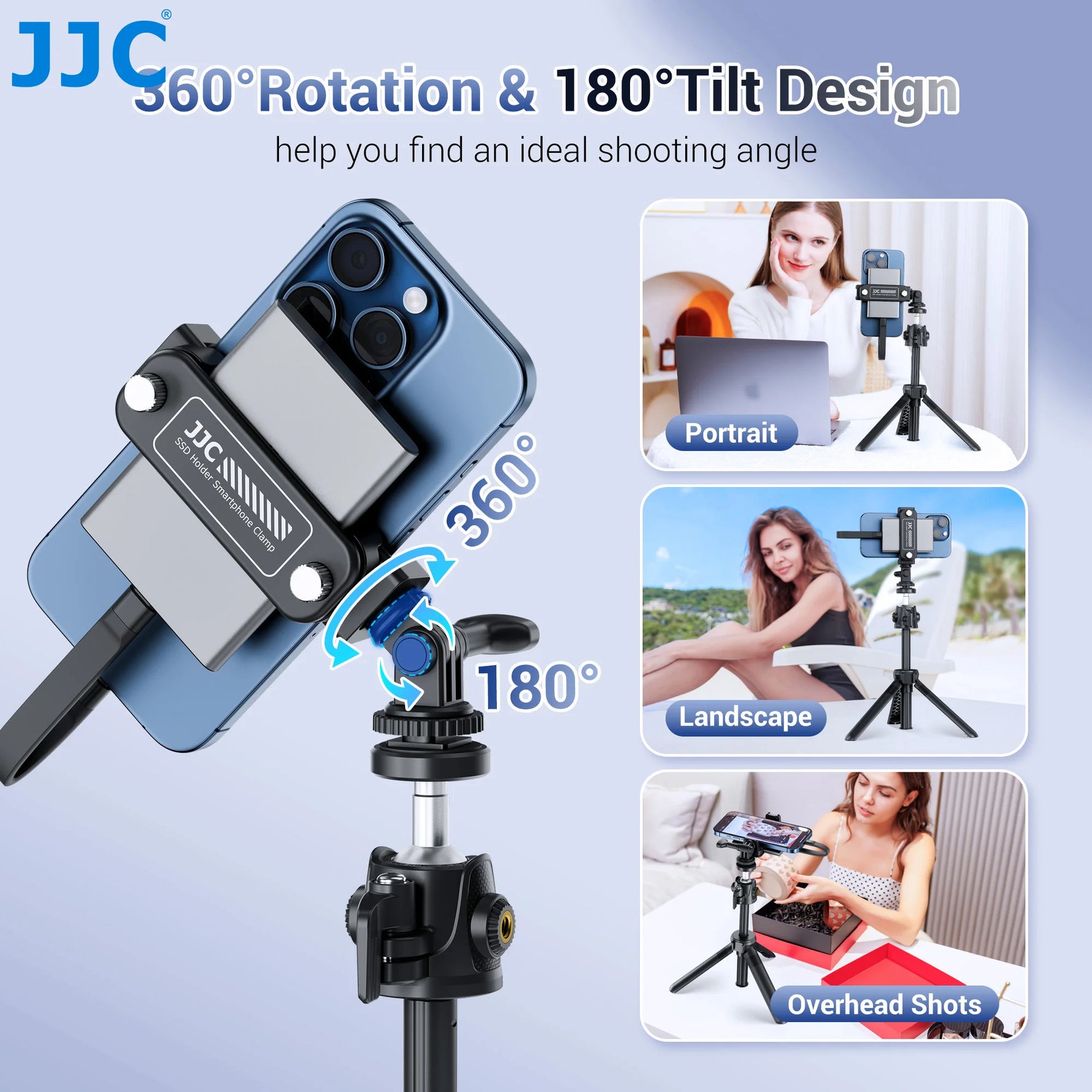 JJC 2-in-1 Smartphone Clamp & Portable SSD Holder – Versatile & Compact