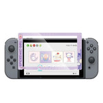 Gray gaming console with a screen displaying colorful app icons on a white background